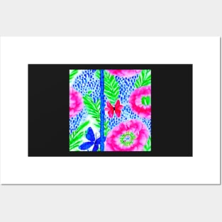 Neon colours floral watercolor pattern Posters and Art